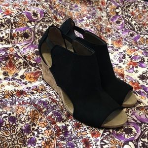 Black bootie wedges